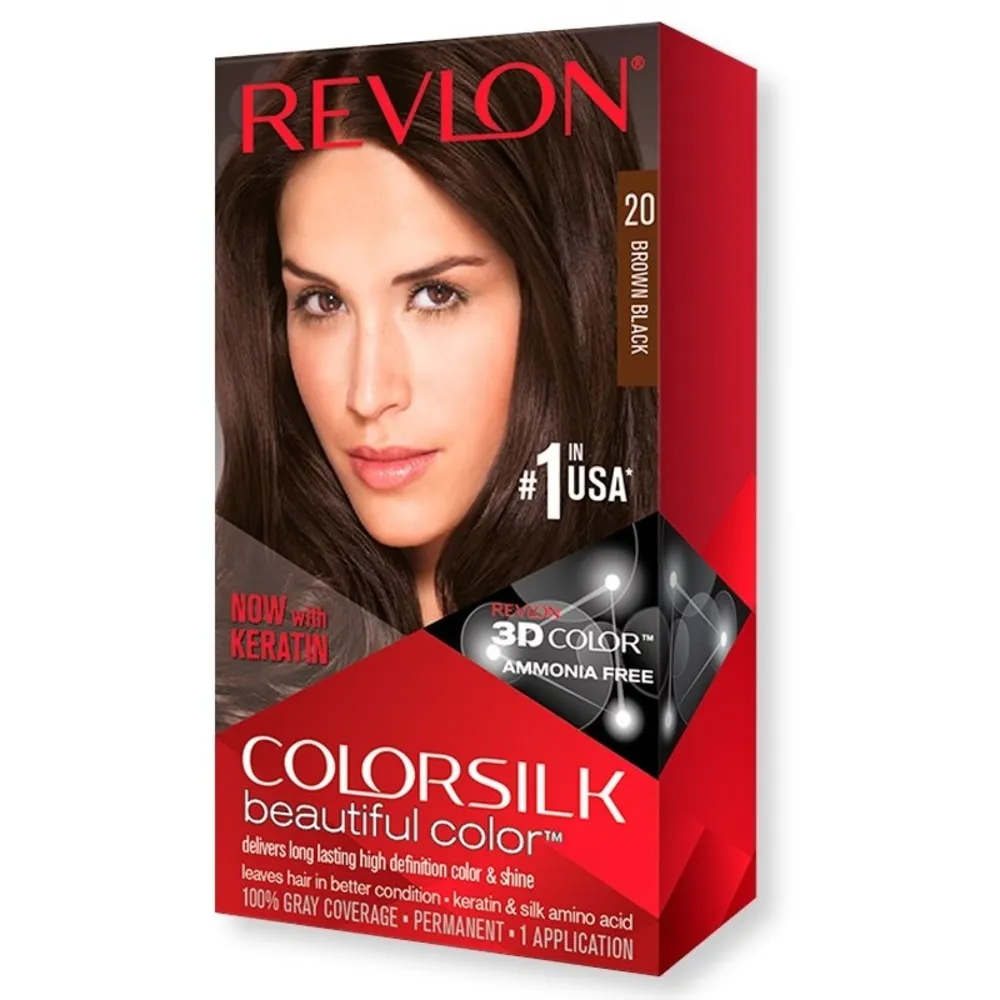 رنگ موی قهوه ای تیره رولون شماره 20 - Revlon Colorsilk Beautiful Color 20 Brown Black